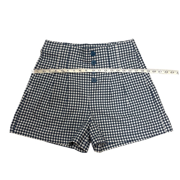 SOLD 🔴 Shinestar high waisted shorts size L W29 gingham vichy print blue white - Picture 10 of 13